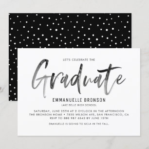 Aquarelle noire Lettering Graduation Invitation I