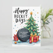 Aquarelle Nom de famille Carte de Noël de hockey (Debout devant)