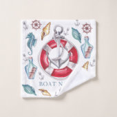 Aquarelle Nom du bateau Éléments marins (Gant de toilette)