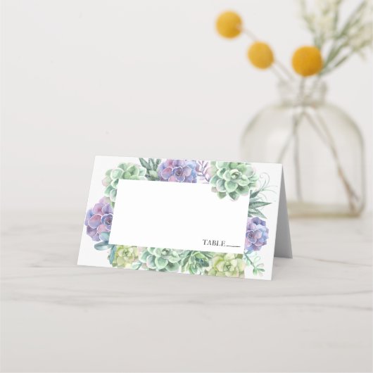 Aquarelle Nom Succulent Cartes de Place (Devant)