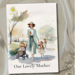Aquarelle Notre adorable Maman - Carte de fête des
