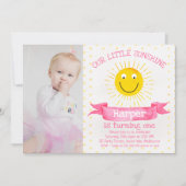 Aquarelle Notre Petit Soleil Invitation Anniversai (Devant)