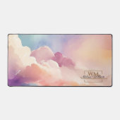 Aquarelle Nuages Noir Or Monogramme Nom Script (Recto)