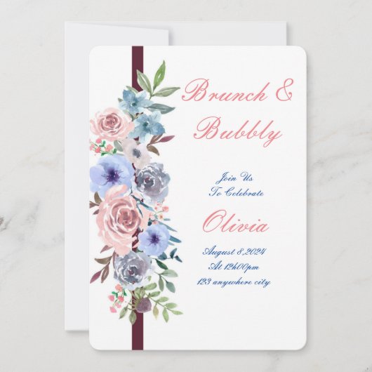aquarelle nuptiale douche invitation florale (Devant)