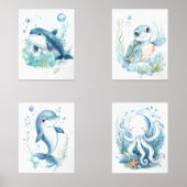 Aquarelle Océan Bébé Animaux Décor (Recto)