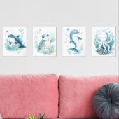 Aquarelle Océan Bébé Animaux Décor (Salon)