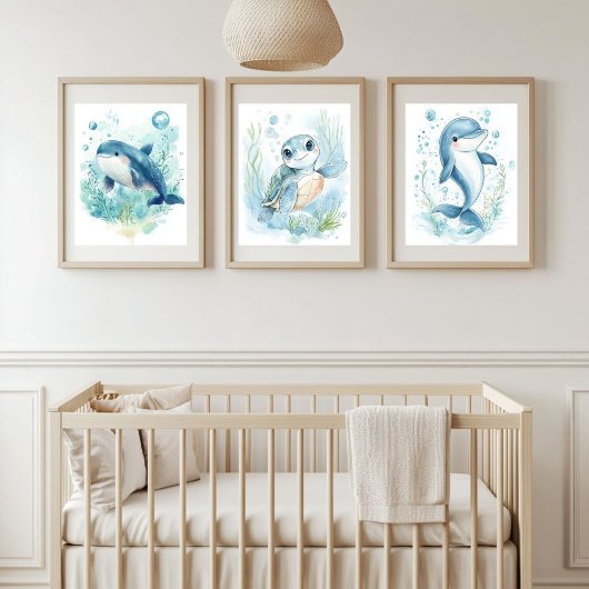 Aquarelle Océan Bébé Animaux Décor