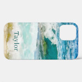 Aquarelle Océan Monogramme Coque-Mate coque iphone (Verso (horizontal))