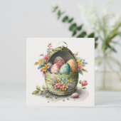 Aquarelle OEufs de Pâques Carte Florale (Debout devant)