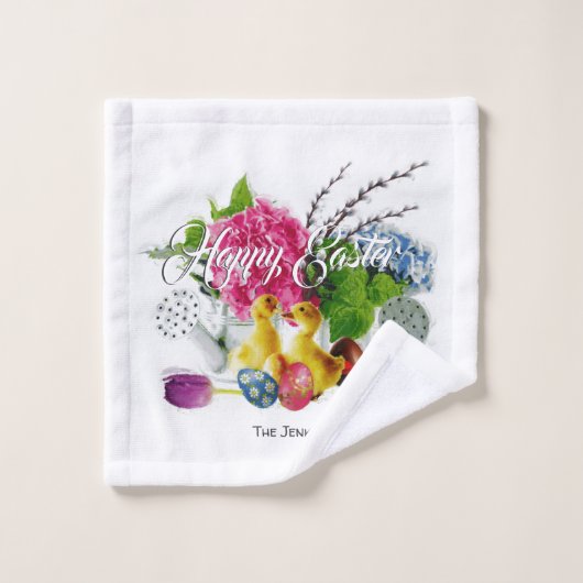 Aquarelle OEufs de Pâques, Colliers et fleurs de p (Gant de toilette)