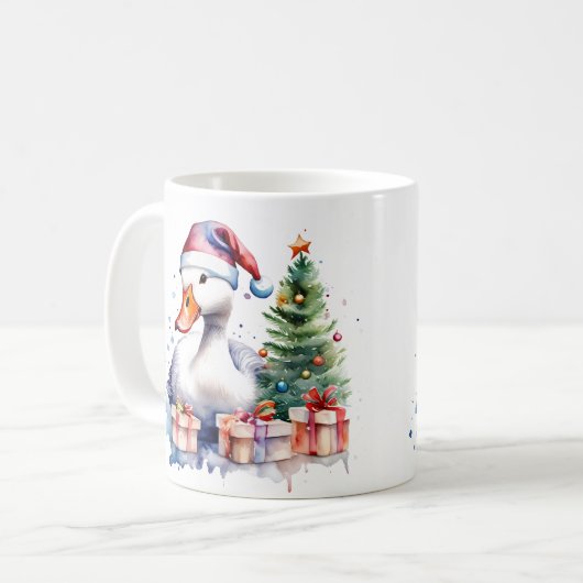 Aquarelle Oie Festive Mug de Noël (Devant gauche)