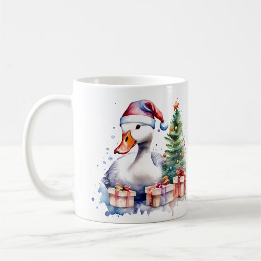 Aquarelle Oie Festive Mug de Noël (Gauche)