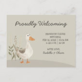 Aquarelle Oie photo Faire-part bébé - Carte (Dos)