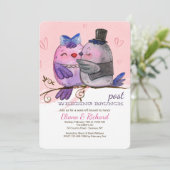 Aquarelle Oiseau Couple Invitation (Debout devant)