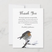 Aquarelle Oiseau de Robin d'hiver | Merci funérair (Devant)