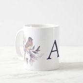Aquarelle Oiseaux Monogramme Mug (Devant gauche)