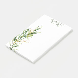 Aquarelle Olive Branch Post-It® Notes, 4 po x 6 p