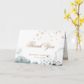 Aquarelle or | Carte de remerciements photo pliée (Fleur jaune)