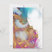 aquarelle or fausse feuille Quinceanera Invitation (Dos)