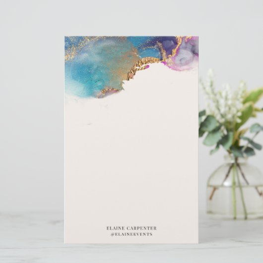 Aquarelle Or Huile Monogramme Papier papeterie (Debout devant)