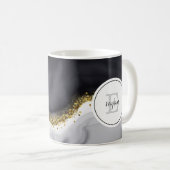Aquarelle Or Noir Personnaliser la Mug de café (Devant droit)