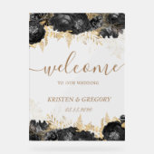 Aquarelle or noir Rose Mariage Bienvenue (Recto)