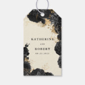 Aquarelle or noir Rose Mariage étiquette cadeau (Devant)