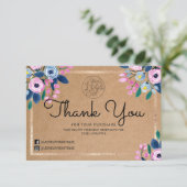 Aquarelle or rose Floral Merci client (Debout devant)