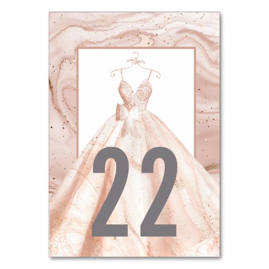 Aquarelle or rose Mariage numéros de table (Par défaut)