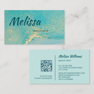 Aquarelle or turquoise Carte de visite de code Q