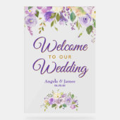 Aquarelle or violet Mariage de bienvenue Floral (Recto)