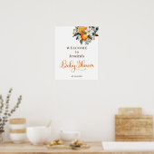 Aquarelle Orange Baby shower Accueil Poster (Cuisine)