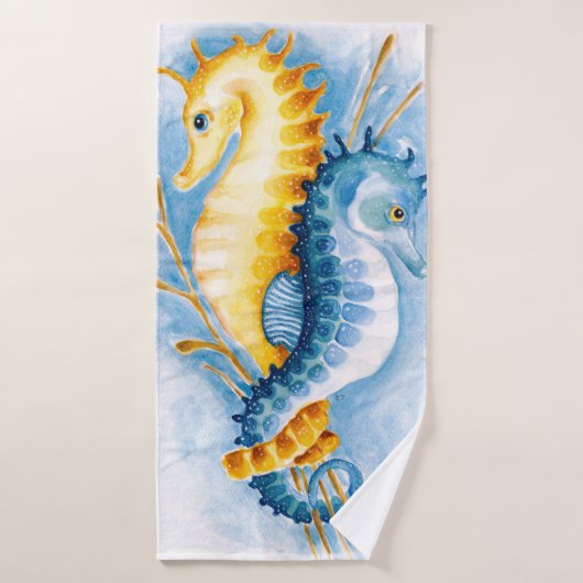 Aquarelle orange et bleu (Serviette de bain)