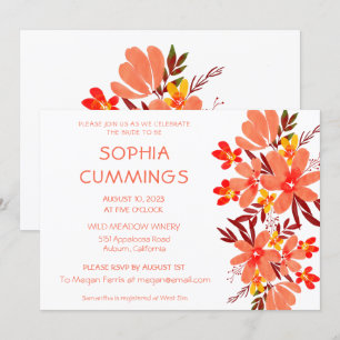 Aquarelle Orange Floral Douche nuptiale Invitation