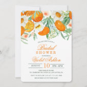 Aquarelle Orange Floral Douche nuptiale Invitation (Devant)