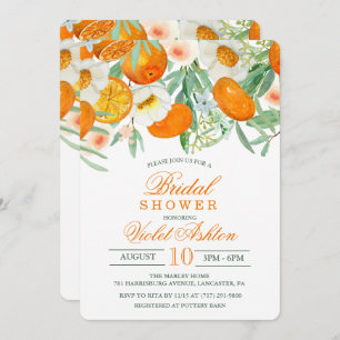 Aquarelle Orange Floral Douche nuptiale Invitation