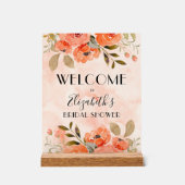 Aquarelle Orange Floral Fête des mariées Bienvenue (Recto)