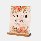 Aquarelle Orange Floral Fête des mariées Bienvenue (Angle)