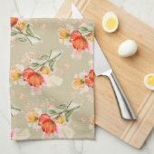 Aquarelle orange Florals Torse serviette à thé (Quart Plié)