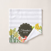 Aquarelle Orange Jaune Fleurs de printemps (Gant de toilette)