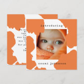 Aquarelle orange moderne Faire-part bébé (Devant / Derrière)
