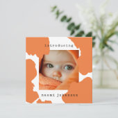 Aquarelle orange moderne Faire-part bébé (Debout devant)