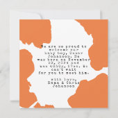 Aquarelle orange moderne Faire-part bébé (Dos)