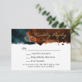 Aquarelle orange turquoise et brûlée QR Code RSVP (Debout devant)