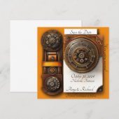 Aquarelle orange vintage Enregistrer la carte Date (Devant / Derrière)