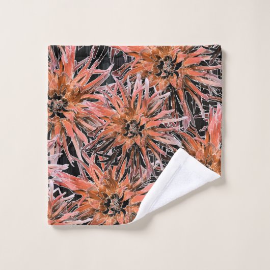 Aquarelle orangée et marron. (Gant de toilette)