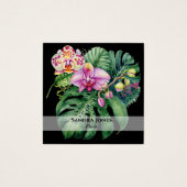 Aquarelle Orchidées et Cartes de visite de feuille (Devant)