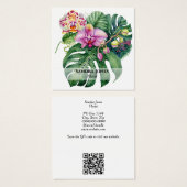 Aquarelle Orchidées et Cartes de visite de feuille (Devant & derrière)