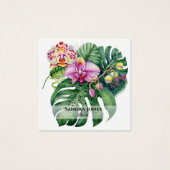 Aquarelle Orchidées et Cartes de visite de feuille (Devant)