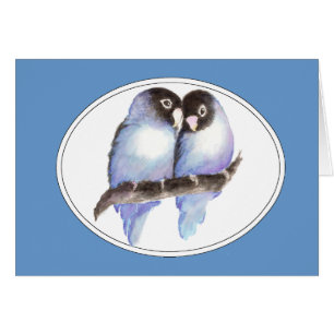 Aquarelle originale Bleu Lovebirds, Oiseau